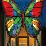 Glasschilderij 80x120cm Winkel met grote vlinder
