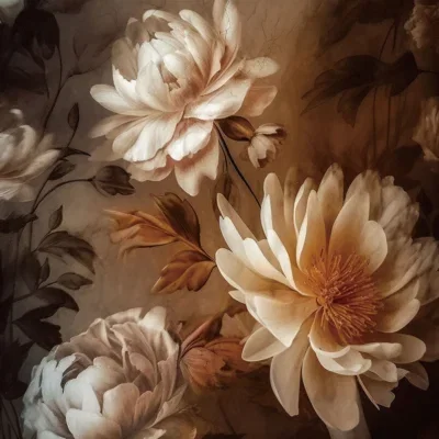 Glasschilderij 80x120cm Witte bloemen
