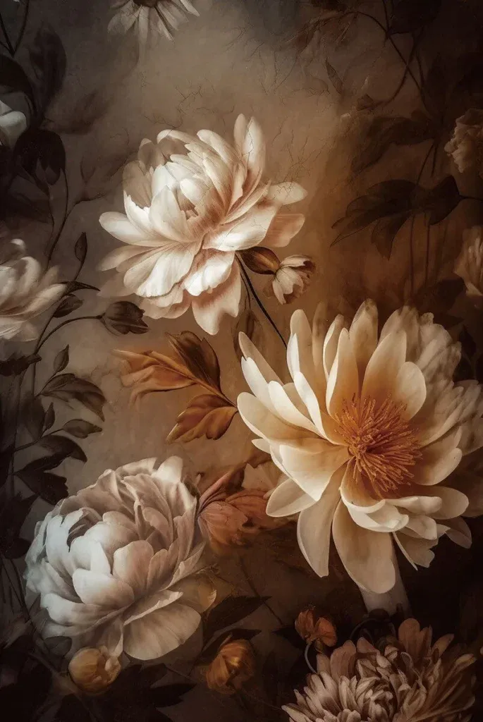 Glasschilderij 80x120cm Witte bloemen