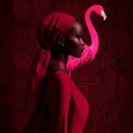 Glasschilderij 80x80cm Burgundy Flamingo