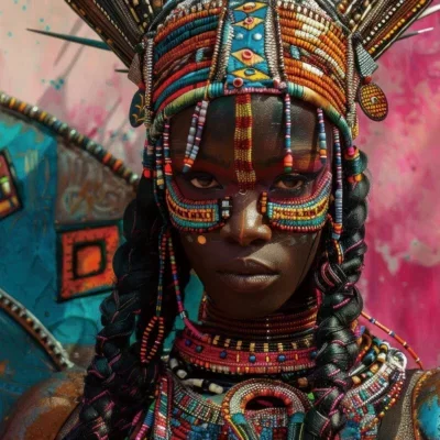 Glasschilderij met 3D reliëf 120x80cm Afrikaanse vrouw