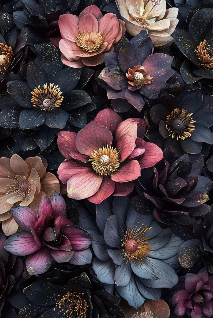 Glasschilderij met 3D reliëf 120x80cm Bloemen roze/blauw