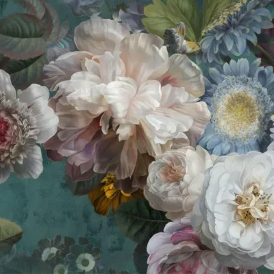 Glasschilderij met 3D reliëf 120x80cm Getekende bloemen