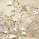Glasschilderij met 3D reliëf 120x80cm Gouden takken