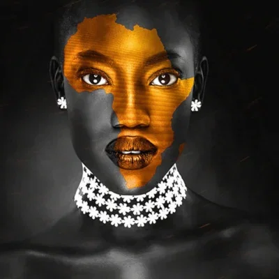 Glasschilderij met 3D reliëf 120x80cm Vrouw met kaart van Afrika