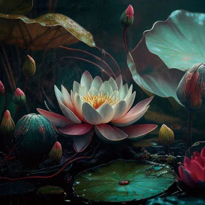 Glasschilderij met 3D reliëf 120x80cm Waterplanten