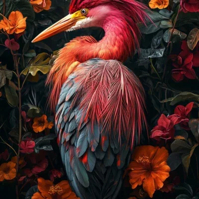 Glasschilderij met 3D reliëf 80x120cm Kunstzinnige vogel