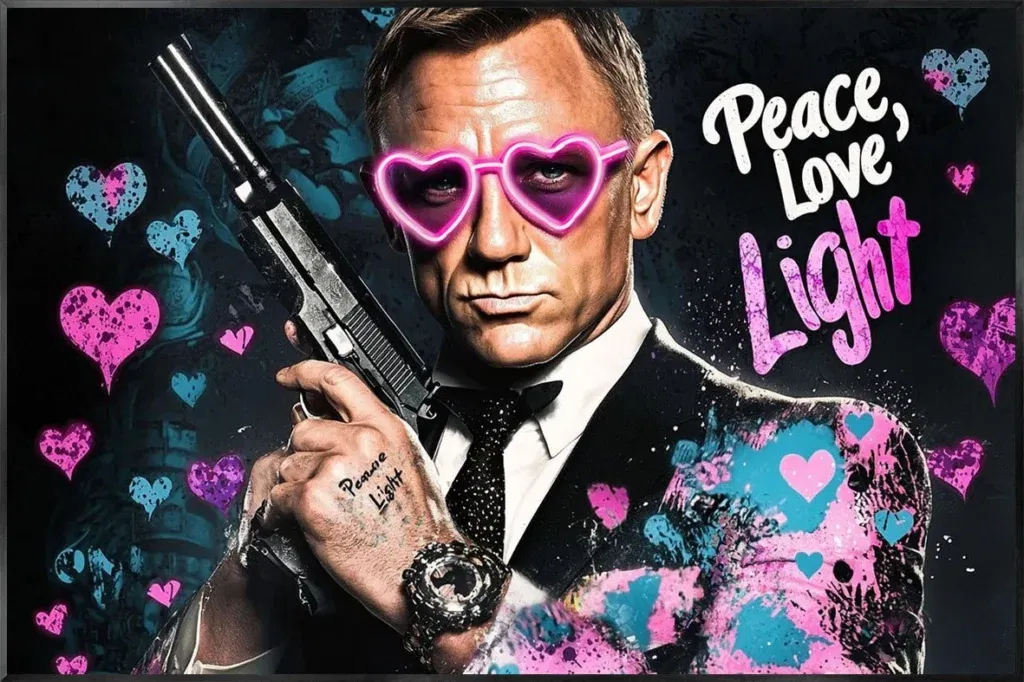 Glasschilderij met LED verlichting en lijst 120x80cm Geheim agent