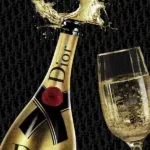 Glasschilderij met goudfolie 60x80cm Champagne