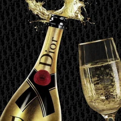 Glasschilderij met goudfolie 60x80cm Champagne