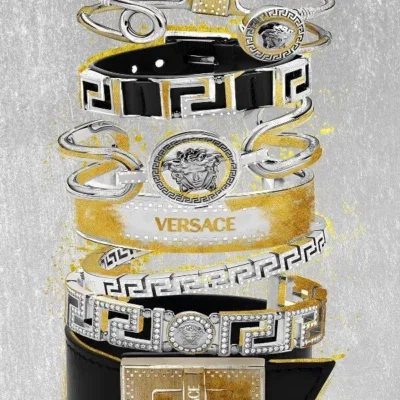 Glasschilderij met goudfolie 60x80cm Fashion armbanden