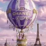 Glasschilderij met goudfolie 60x80cm Luchtballon 1