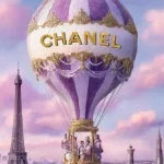 Glasschilderij met goudfolie 60x80cm Luchtballon 2