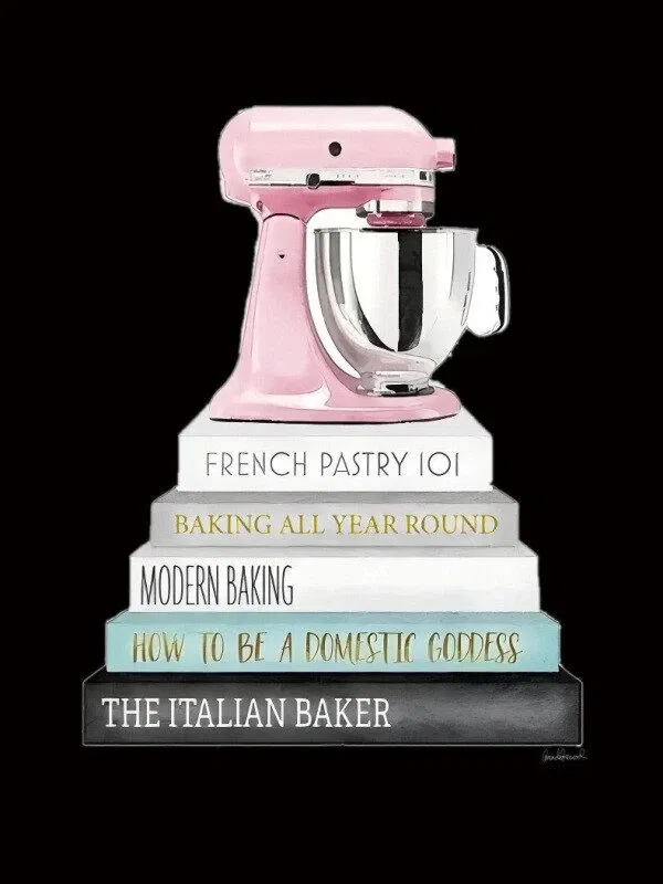 Glasschilderij met goudfolie 60x80cm Mixer op boeken