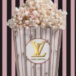 Glasschilderij met goudfolie 60x80cm Popcorn roze/zwart