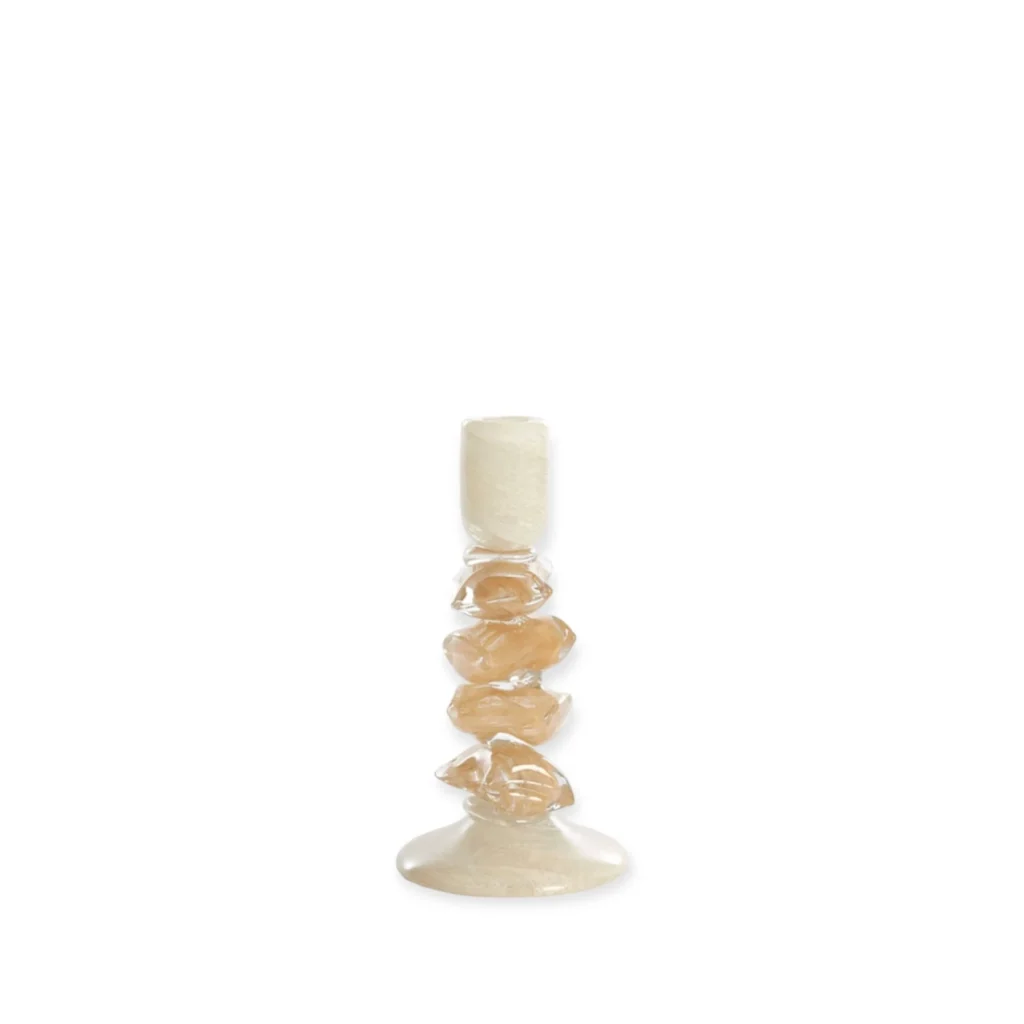 Glazen kandelaar beige Estina 11,5X23 cm - Light & Living