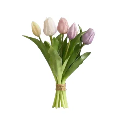 Kunst Tulp boeket Real Touch Pastel - 31 CM