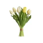 Kunst Tulp boeket Real Touch creme nude - 31 CM