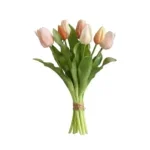 Kunst Tulp boeket Real Touch peach amber- 31 CM