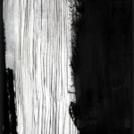 Olieverfschilderij incl. baklijst zwart 90x120cm 'White 'n Black' Materiaal: acrylverf+gerecycled papier