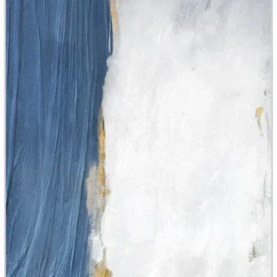 Olieverfschilderij incl. baklijst wit 90x120cm 'Blue Streak' Materiaal: acrylverf+gerecycled papier