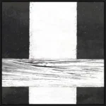 Olieverfschilderij incl. baklijst zwart 100x100cm 'White Streak' Materiaal: acrylverf+gerecycled papier