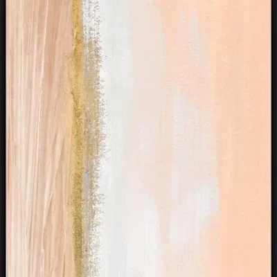 Olieverfschilderij + lijst zwart 100x140cm 'Earth in Pink'. acrylverf+gerecycled papier