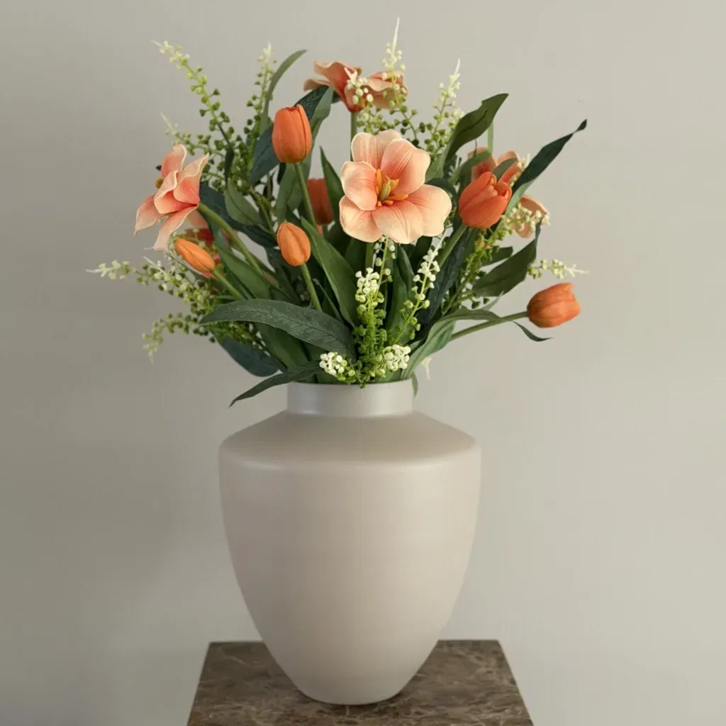 Real Touch Kunst Tulpen Boeket Oranje met of zonder vaas