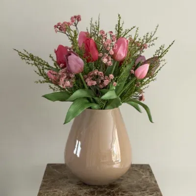 Real Touch Kunst Tulpen Boeket Roze met of zonder vaas
