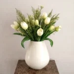 Real Touch Kunst Tulpen Boeket wit groen met of zonder vaas