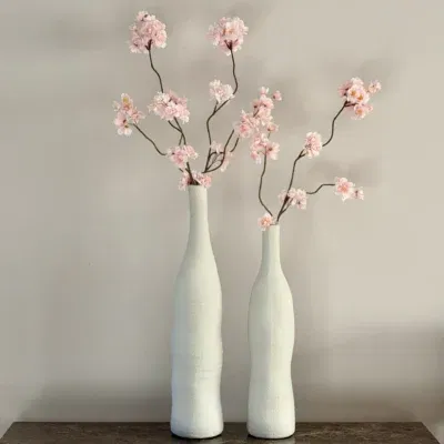 Vensterbank decoratie set japandi beige + bloesemtakken roze