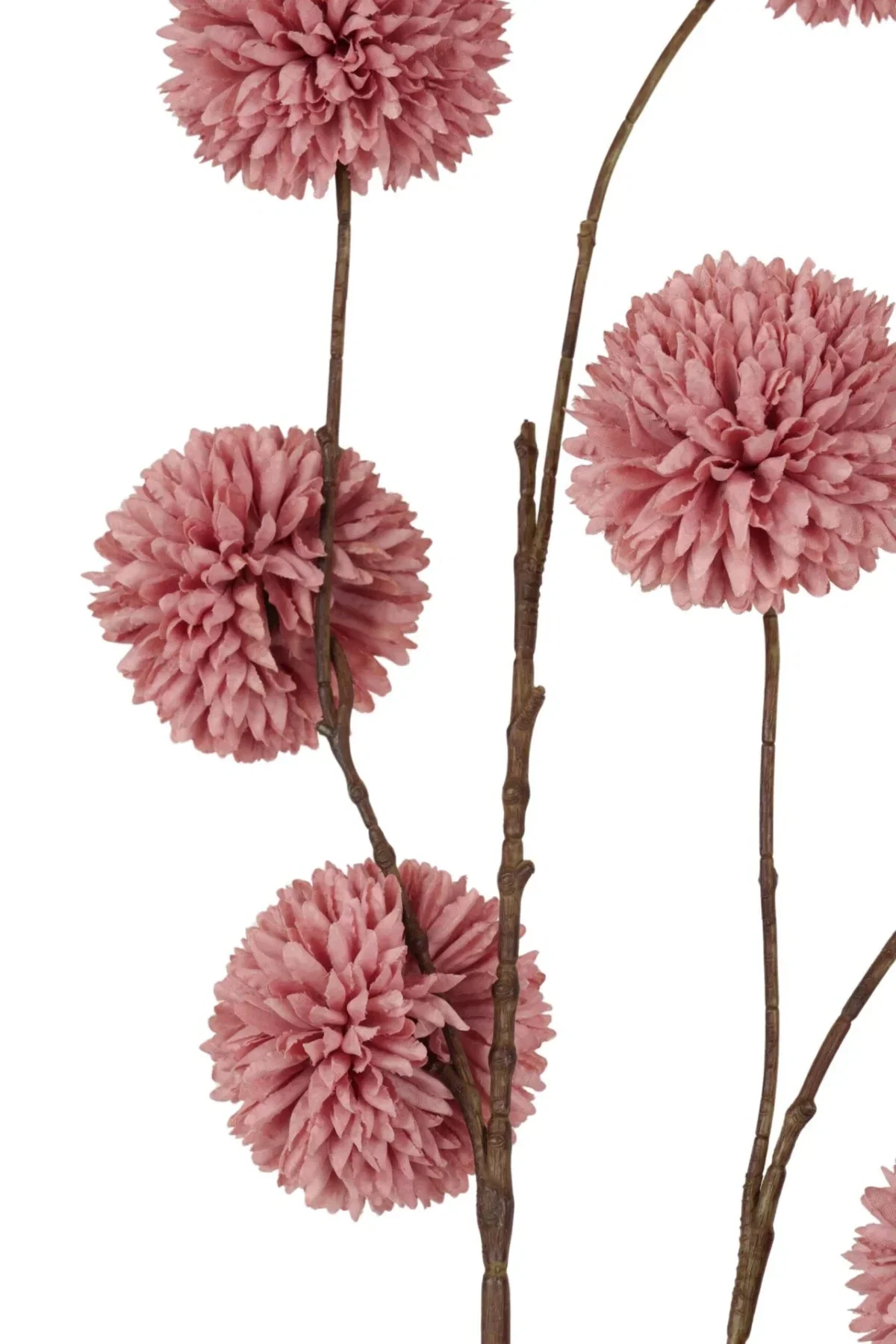 zijden pom pom tak - oud roze