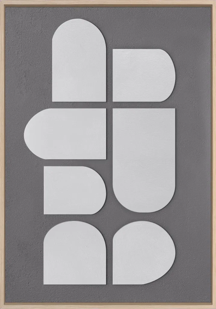 3D wanddecoratie 70x100cm 'Grijze vlakken 2'