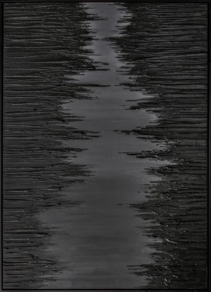 3D wanddecoratie 83x123cm 'Mystic Lake' acrylverf met lijst