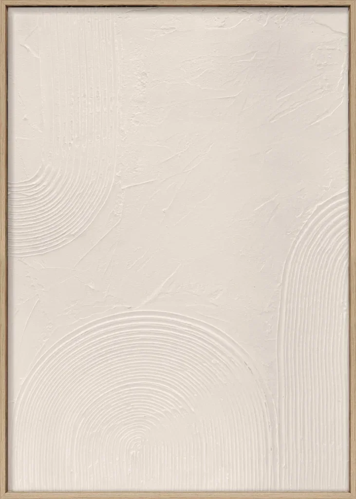 3D wanddecoratie Japandi 50x70cm creme. Set van 6