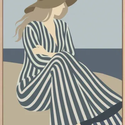 Canvas Schilderij incl. lijst 60x80cm Handgeschilderd 'Strandjurk 1'