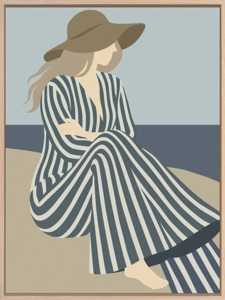 Canvas Schilderij incl. lijst 60x80cm Handgeschilderd 'Strandjurk 1'