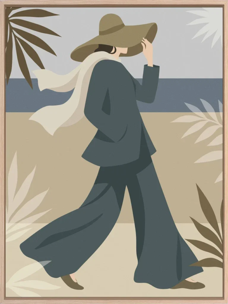 Canvas Schilderij incl. lijst 60x80cm Handgeschilderd 'Strandjurk 2'