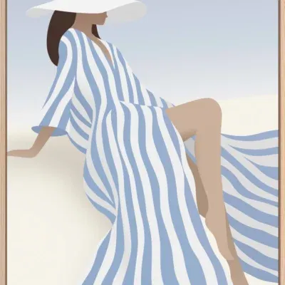 Canvas Schilderij incl. lijst 60x80cm Handgeschilderd 'Strandjurk 3'