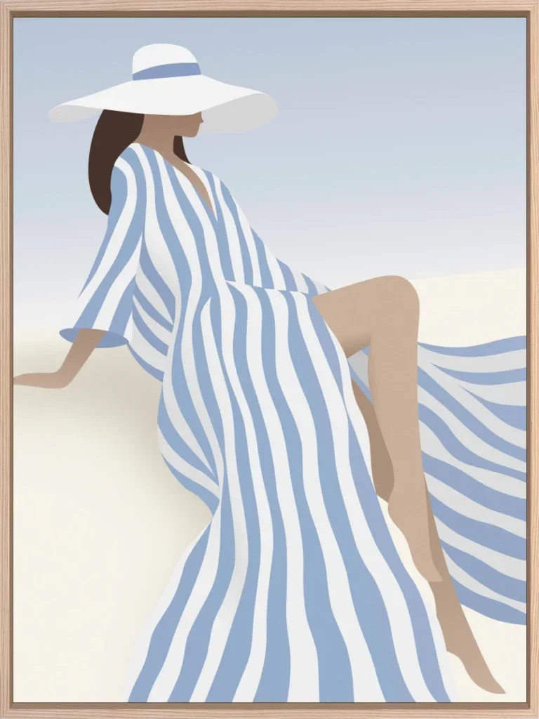 Canvas Schilderij incl. lijst 60x80cm Handgeschilderd 'Strandjurk 3'