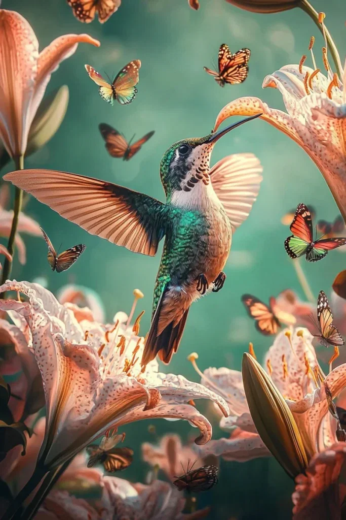 Glasschilderij 110x160cm Kolibrie in het midden