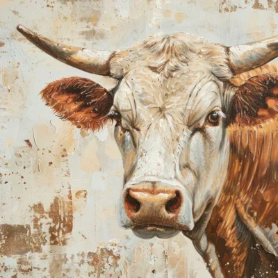 Glasschilderij 120x80cm Artistieke koe