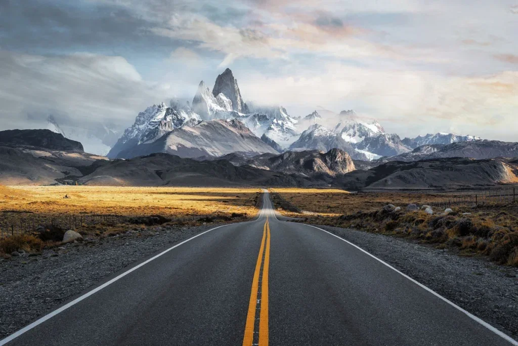 Glasschilderij 120x80cm Weg naar de bergen