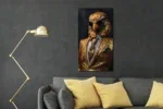 Glasschilderij 55x100cm Gouden arend strak in pak