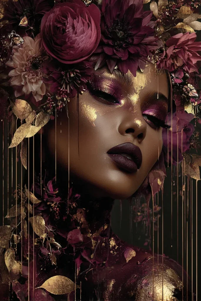 Glasschilderij 80x120cm Gouden vrouw links