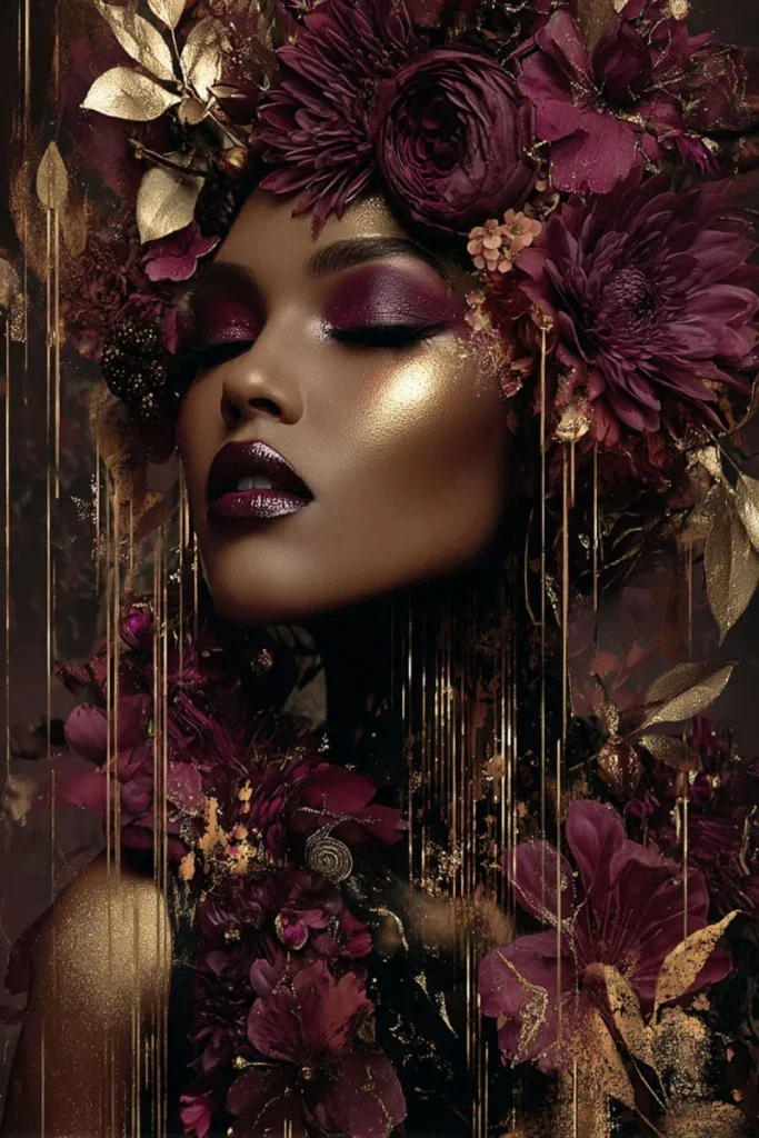 Glasschilderij 80x120cm Gouden vrouw rechts