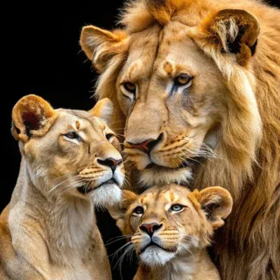 Glasschilderij 80x120cm Leeuwen famillie