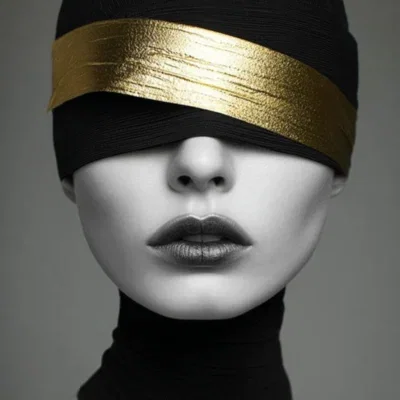 Glasschilderij 80x120cm Vrouw met zwarte muts en gouden hoofdband