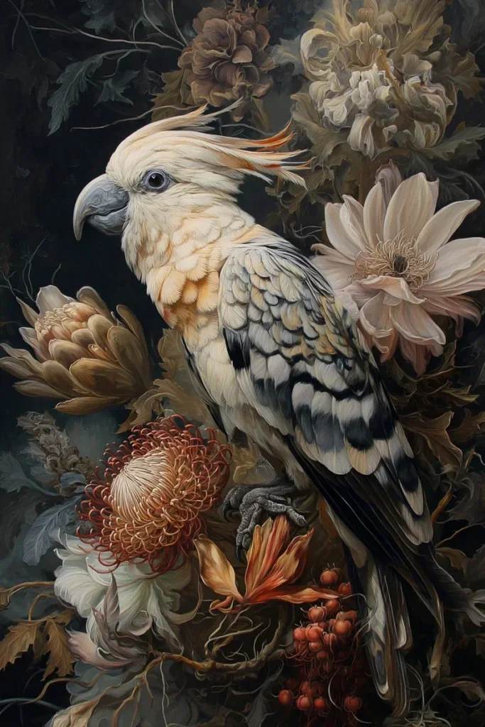 Glasschilderij 80x120cm Witte kaketoe