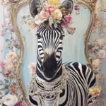 Glasschilderij 80x120cm Zebra in de spiegel
